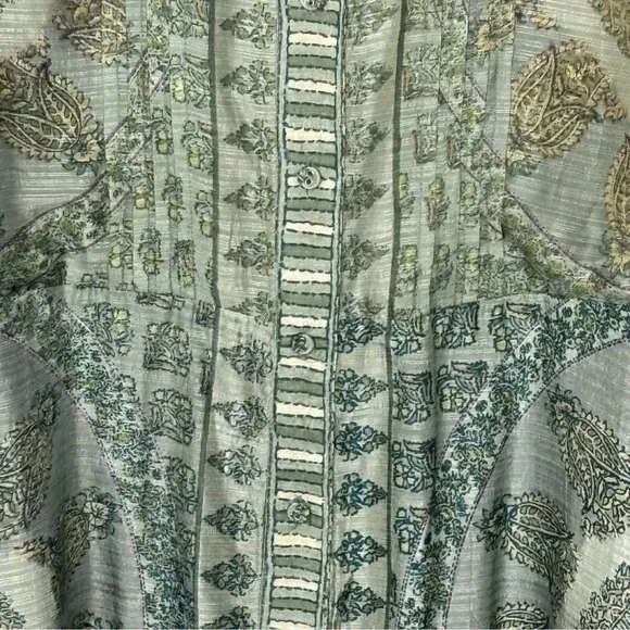 Soft Surroundings Women’s Jardin Majorelle Sage Asymmetrical Maxi Dress Size 1X - Picture 4 of 11